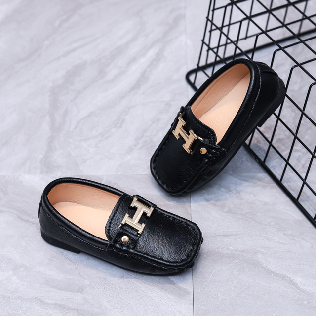 

Spring Autumn Kids Shoes Boys Leather Shoes Breathable Boys Shoes Casual Loafers Fashion Toddler Girl Sneakers Child 21-30, Black