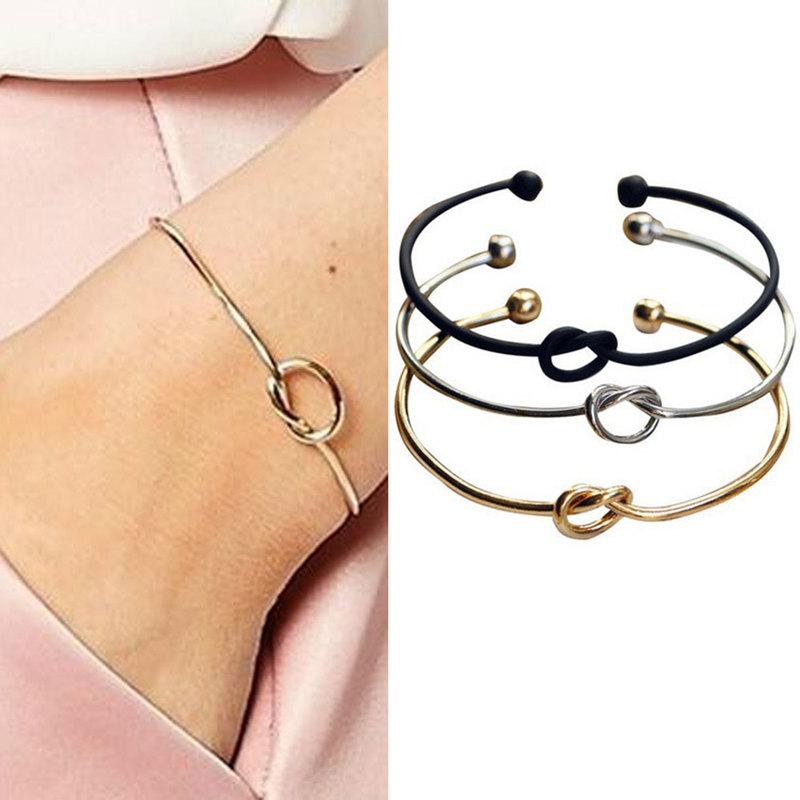 

Bangle Trendy Simple Bracelets For Women Knot Opening Bracelet Fashion Heart-shape Hollow Hand Chain Jewelry Gifts