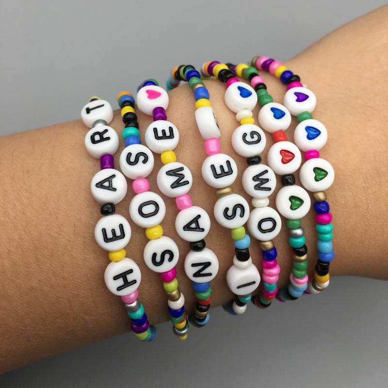 

Beaded, Strands Fashion Custom Couple Letter Beads His And Her Bracelet Men Women Name Bracelets Diy Jewelry