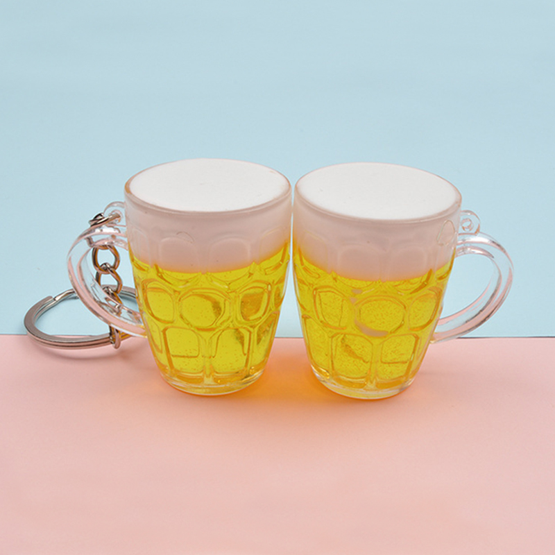 

10Pieces/Lot Fashion Bar Beer Cup Mug Keychain Car Keyring Key Chain for Men Woman Pendant Jewelry Simulation Food Handicraft Ornament