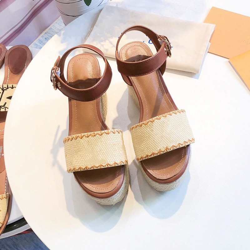 

Fashion platform sandals, straw woven shoes, high heels, high-quality women's shoes, Customize