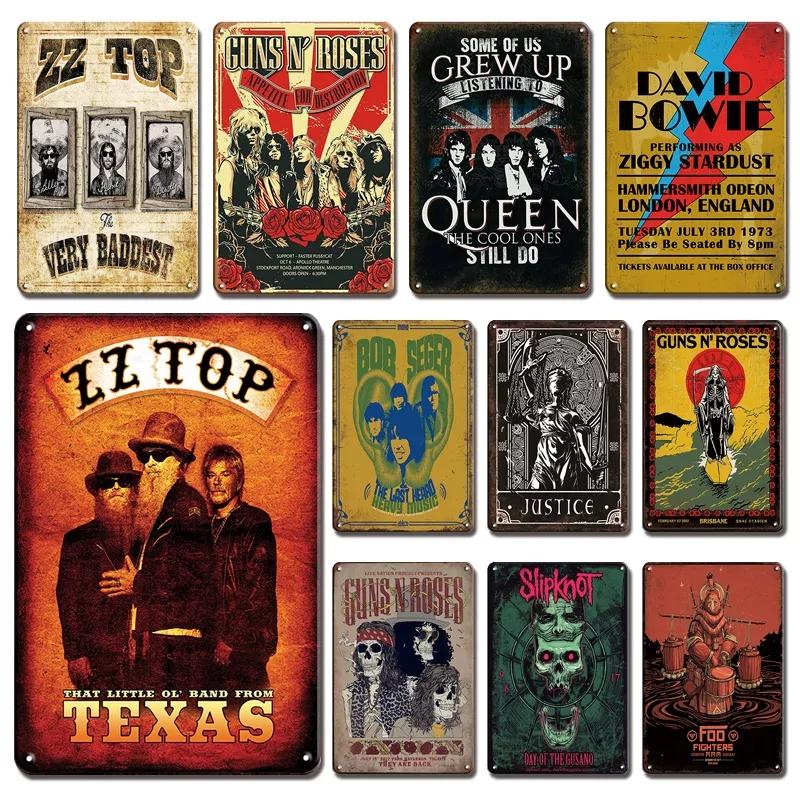 

2022 Classical America Metal Painting Tin Sign Retro Music Band Poster Plaque Signs Vintage Rock Wall Plate For Pub Bar Decorative Stickers