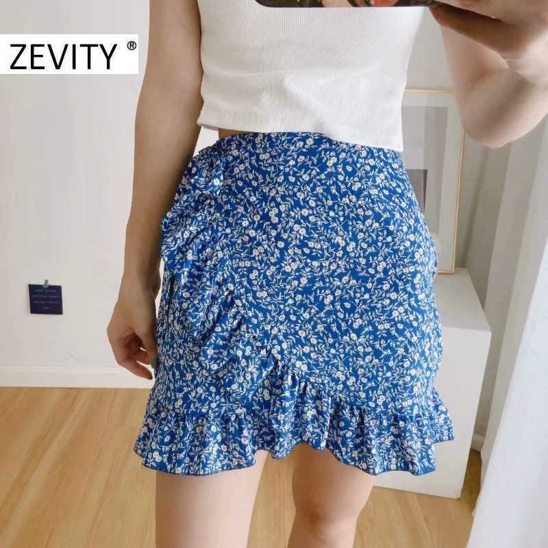

Zevity Women tropical flower print cascading ruffles bow asymmetrical skirt faldas mujer female back zipper casual skirts QUN676 210603, Jj qun676r