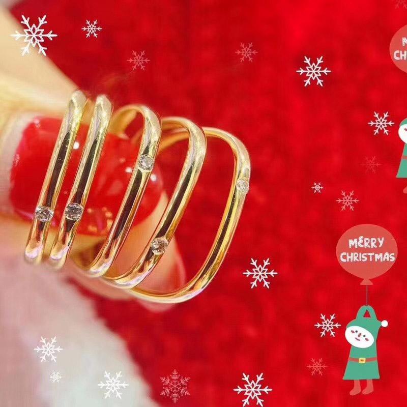

Wedding Rings Geometry Square Dainty Ring For Women Simple Chic A Zircon Gold Color Finger Accessories Gift Kpop Jewelry Wholesale KCR040, Slivery;golden