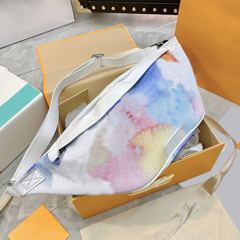 

Mens Fashion Waist Belt Bags Luxurys Designers Large Bag 2021 Discovery Watercolor Crossbody BumBag Brand 21052805XS, Sky blue