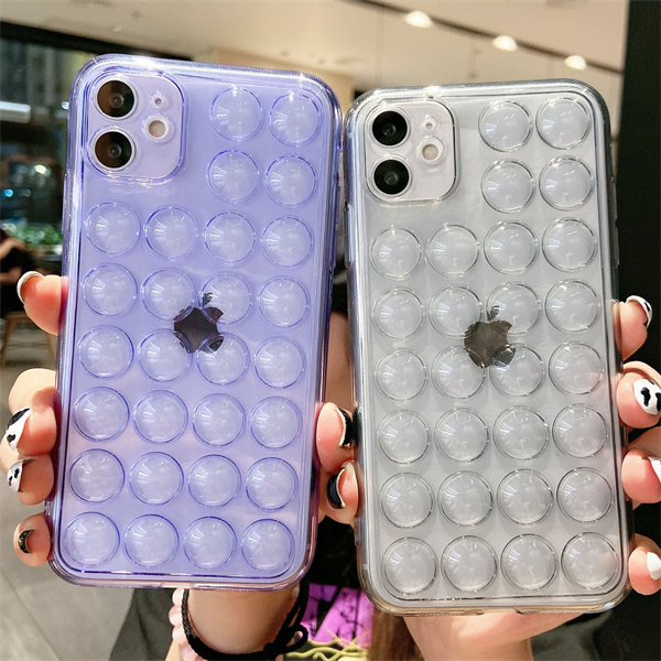

Buttons Transparent Clear Soft Phone Cases Full-Body Protection For iPhone 12 Pro Max 11 XS XR 6 7 8 Plus 13 Decompression case, Purple