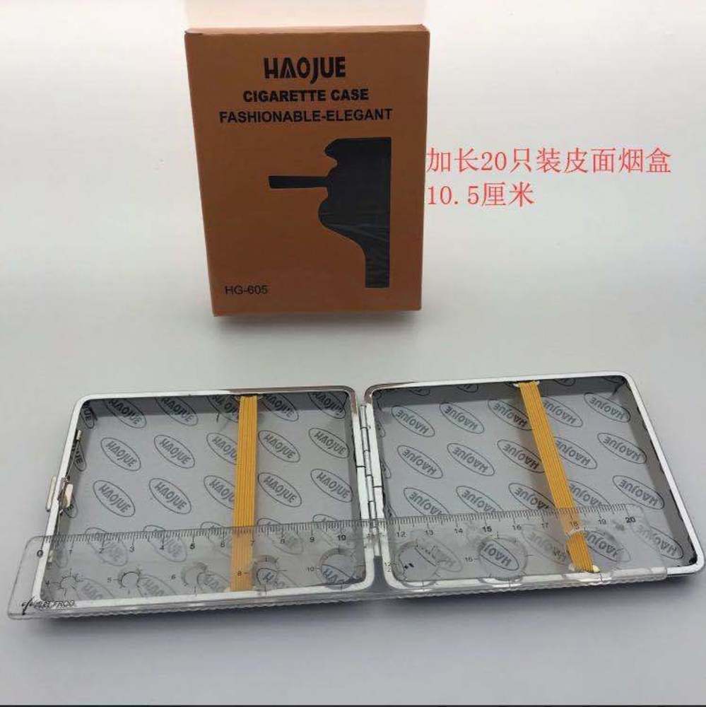 

Cigarette case Haojue ultra thin black leather cigarette case, 20 pack business gifts for men