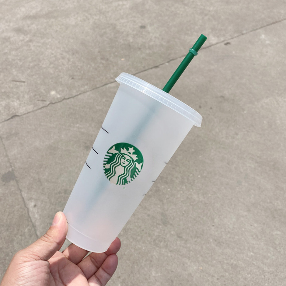 

Starbucks Mermaid Goddess 24oz/710ml Plastic Mugs Tumbler Reusable Clear Drinking Flat Bottom Pillar Shape Lid Straw Cup 10pcs Mug