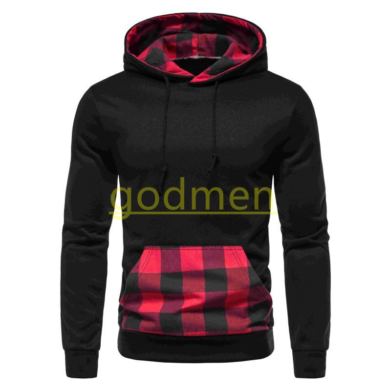 

Designer New Autumn Winter Men Plaid Hoodies Colorful Casual Sports Hooded Sweater Hooded Mens Pullover Sweatshirts Loose Tops Male Clothing M-3XXL, Black