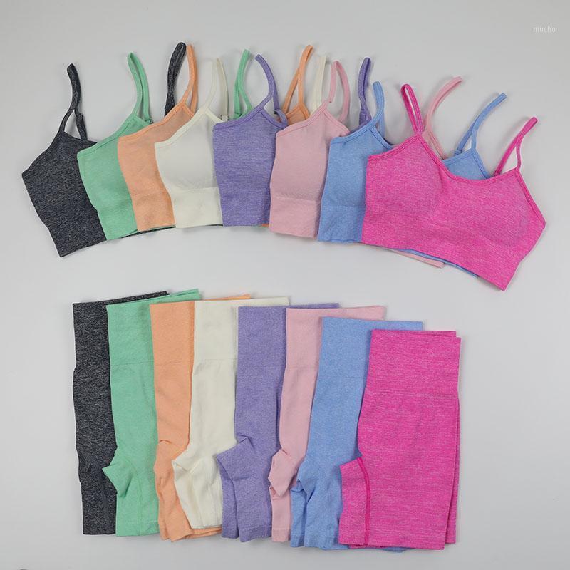 

Women Yoga Set Workout Sportswear Gym Clothing Fitness Running Bra Crop Top High Waist Shorts Seamless Leggings Sports Suits Outfit, Pink