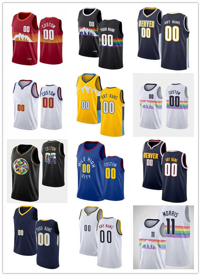 

75th Custom Mens Women Youth DenverNuggets3 Nah'Shon Hyland 11 Monte Morris 22 Zeke Nnaji 25 Austin Rivers Basketball Jerseys, Black;red