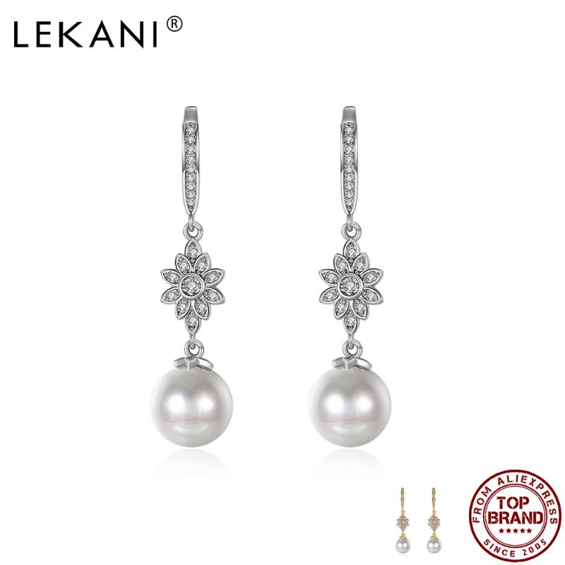 

Sun Flower Drop Earrings Women Clean Cubic Zirconia Imitation Pearl Earring Engagement Personality Female Fashion Jewelry Dangle & Chandelie, Silver