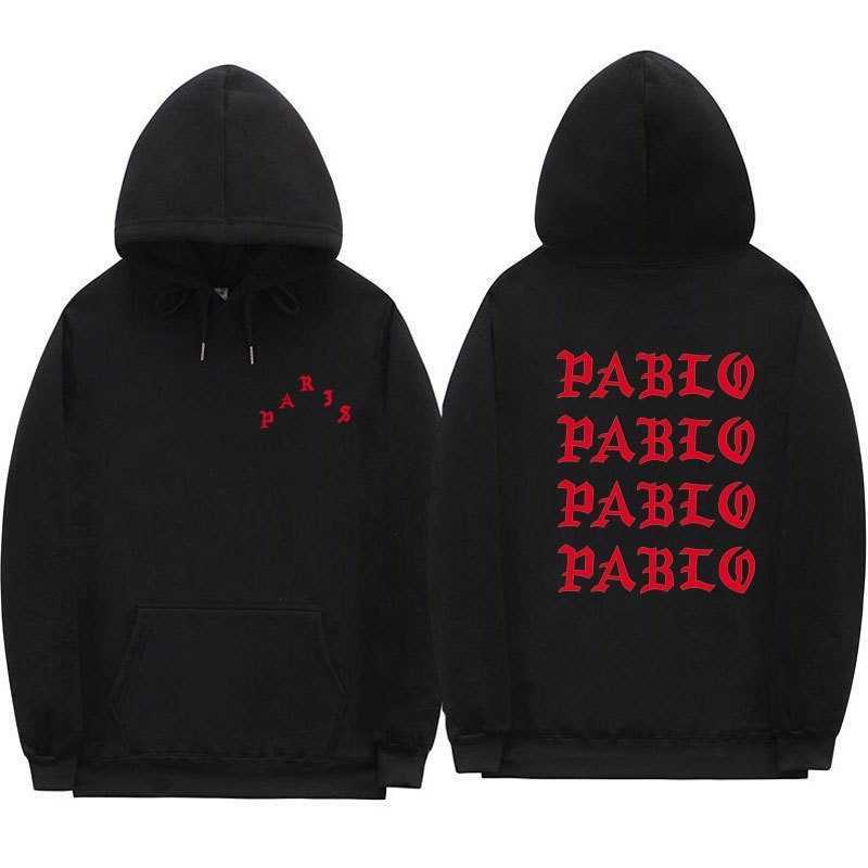 

fashion i feel like pablo hooded sweater fashion hip hop street letter plush sweatshirt, Black