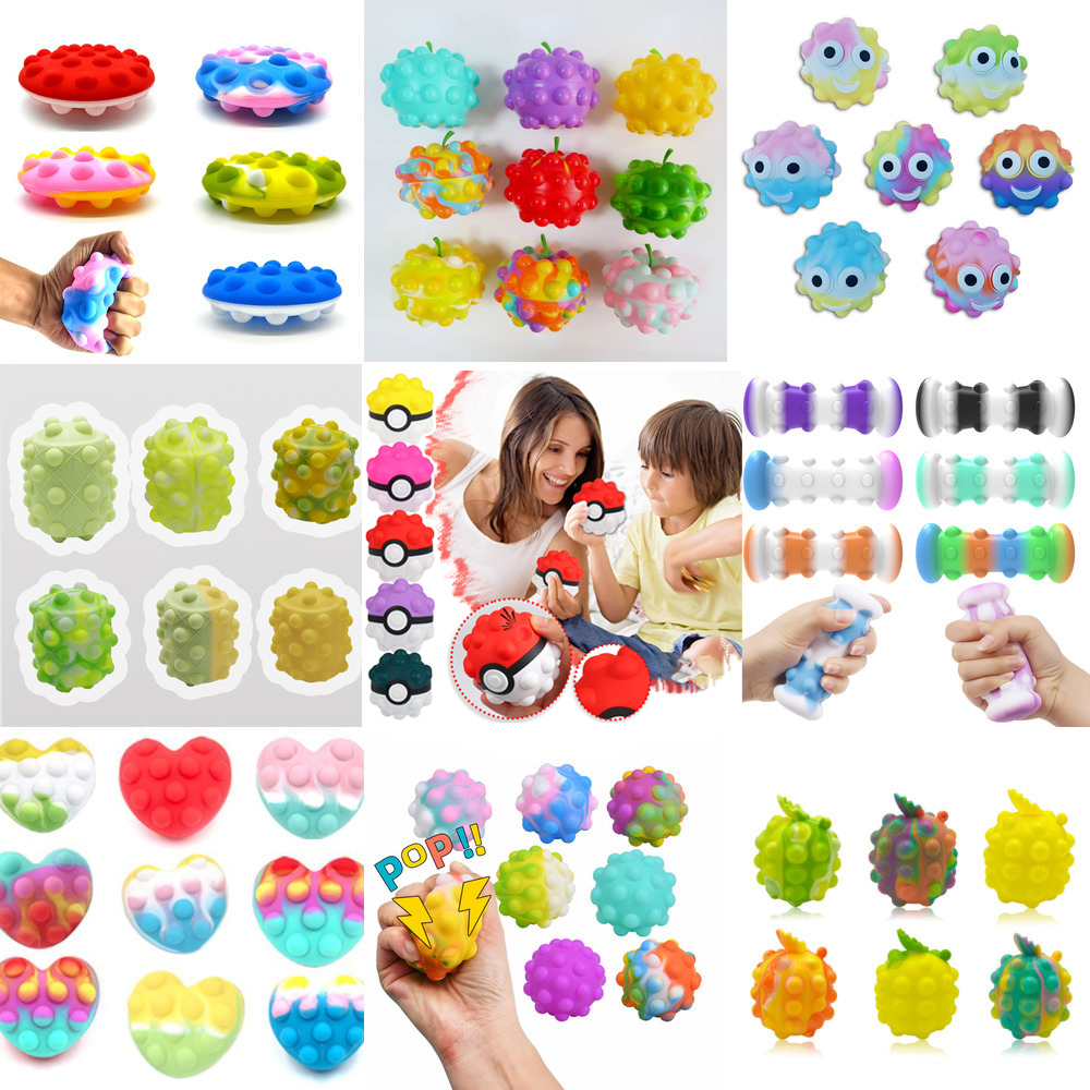 

Fidget Toys 3D Push Bubble Decompression Ball Silicone Anti-Stress Sensory Squeeze Squishy Toy Anxiety Relief For Kids Adults Gift