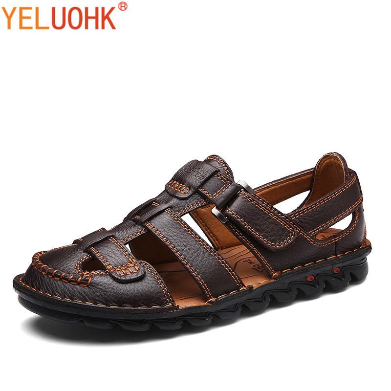 

Sandals 2021 Men High Quality Fashion Soft Leather Brown Black
