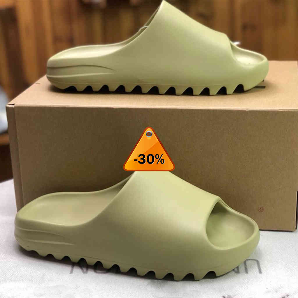 

With Box 2021 Comfortable Kanye Slides West Slippers Desert Sand Summer Brown Flat Men Women Beach Resin Slide Sandal Mens Womens Slipper
