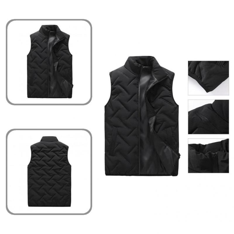 

Men's Tank Tops Wear-resistant Fabulous Soft Zip-up Winter Vest Pockets Young For Work, Green