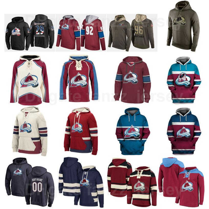 

Colorado Avalanche Hockey Hoody Pullover Jackets 92 Gabriel Landeskog Hooded 11 Matt Calvert Hoodies 37 JT Compher Sweatshirts Red Navy Blue Black