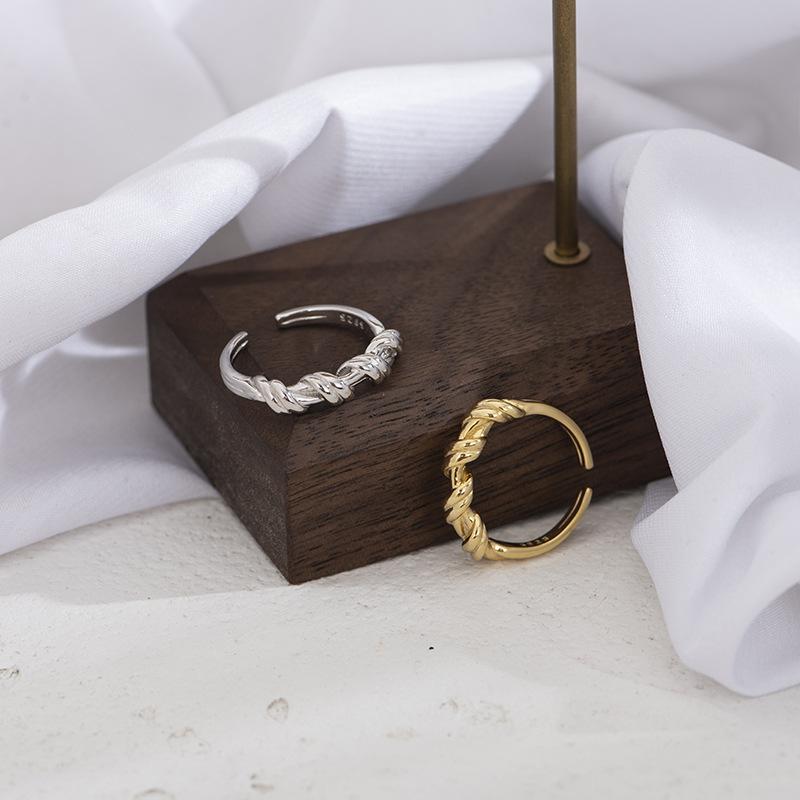 Cluster Rings 18K Gold 100% Real. Authentic 925 Sterling Silver Multi-Layers Twist Love Knot Ring Handmade ADJUST JEWELRY TLJ1443-image-712060876