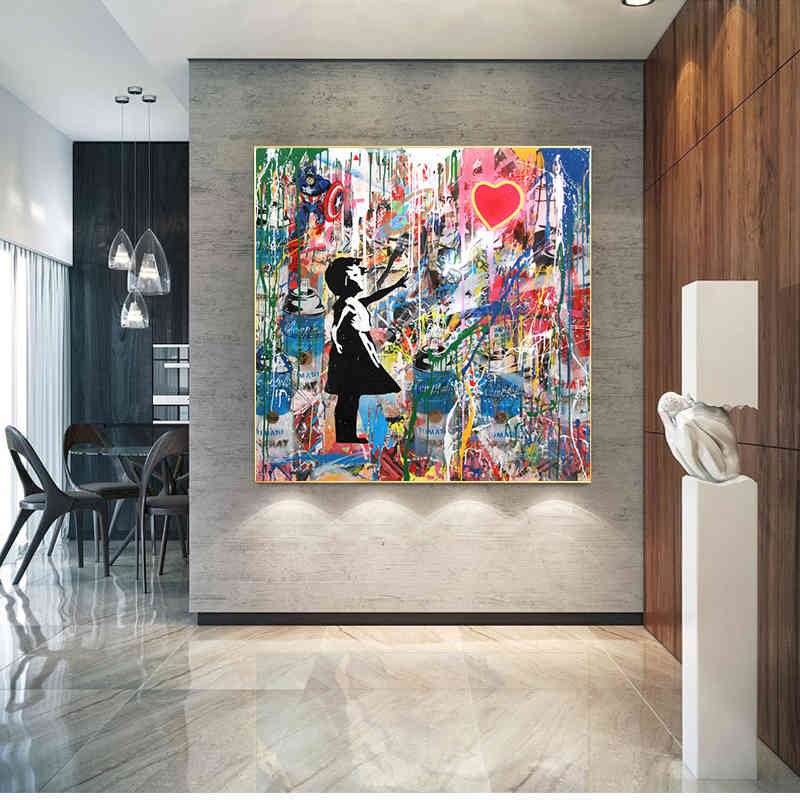 

Street Graffiti Banksy Pop Canvas Painting Cuadros Posters Wall Art for Living Room Home Decor (No Frame)
