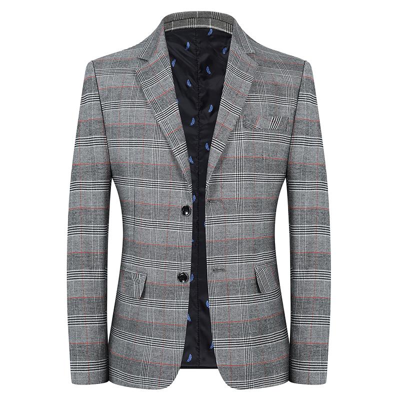 

Men's Suits & Blazers Men Blazer Slim Fit Autumn Winter Plaid Coat Casual Fashion Business Office One Button Mens Suit Jacket With Pocket 3X, Blue