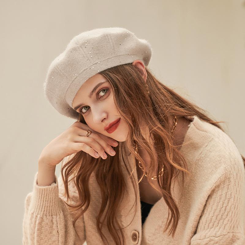 

Berets Beret Women Autumn Winter Hat Add Wool Knitting Wholesale Ms Pure Color Can Be A Undertakes, White