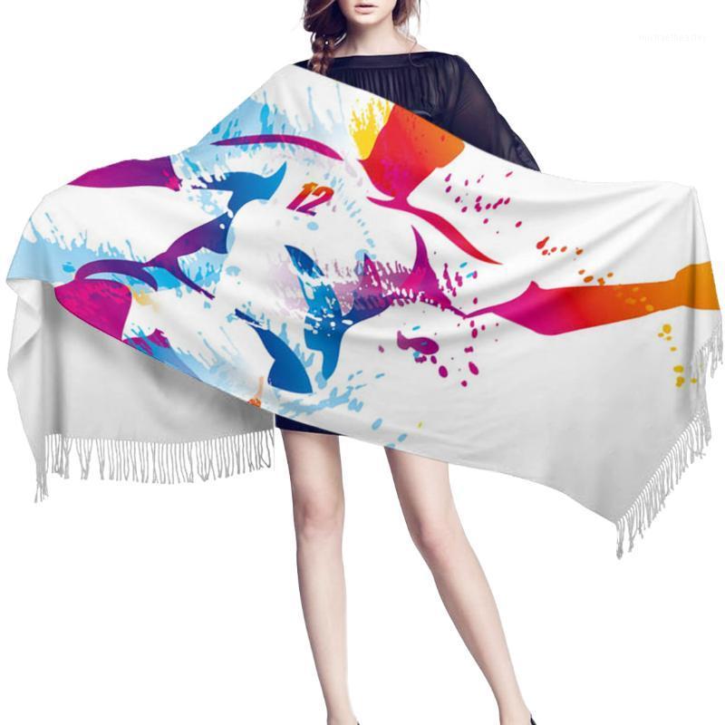 

Scarves Red Purple Character Football Sport Cashmere Women Scarf Warm Shawl Head Neck Long Winter For Ladies