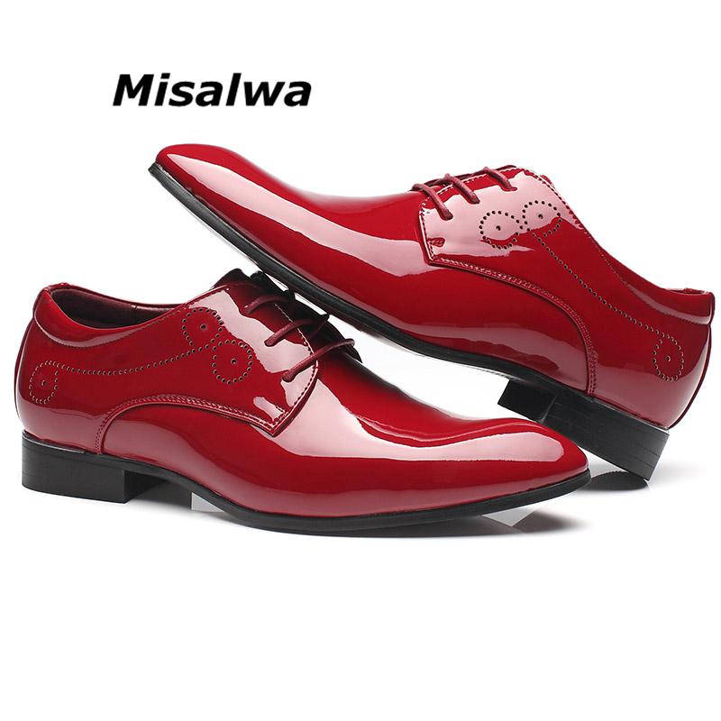 

Misalwa Drop Patent Leather Pointy Men Oxford Loafers Wedding Elegant Party Shoes Blue Red Dress Big Size, Black