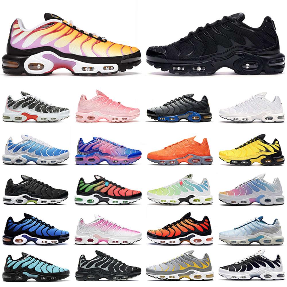 

2021 tn Plus men women Running Shoes Psychic Blue Particle Grey Triple Black Atlanta Orange Fuchsia Sail Digital Pink White mens trainers kiss web, Total orange