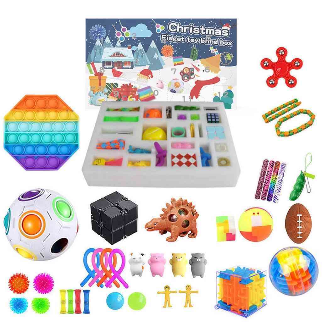

Fidget Advent Calendars 24 Days Christmas Countdown Hand Tear Mystery Box Sensory Finger Toys Set for Kids Push Pop Bubble Puzzle Noodle Spi, Blue