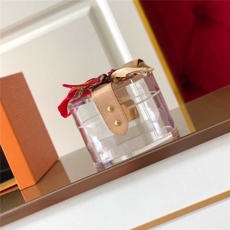 

Transparent Cosmetic Bags Scott Box Shopping Bag Luxury Plexiglass Metal Lock Handbag Designers Jewelry Makeup Boxes Dressing Table, White letter