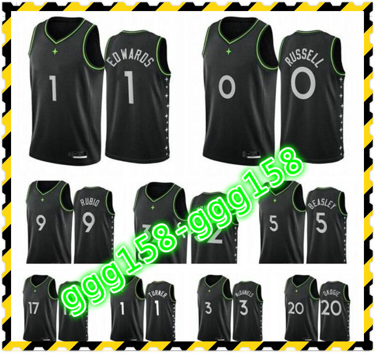 

2021 Jersey MinnesotaTimberwolvesMen Karl Anthony Malik Beasley Towns Anthony Edwards DAngelo Russell Ricky Rubio 21 Black City Basketball Jerseys Uniform