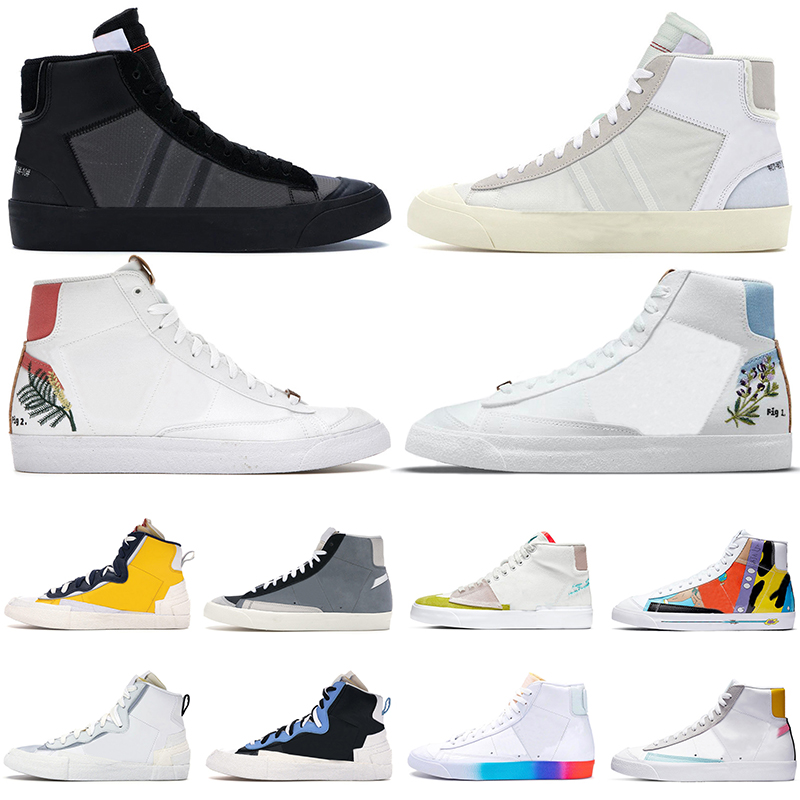 

2021 Designers Blazer Mid 77 Mens Women Platform Sneakers Shoes Beach Vintage Flyeather Ruohan Wang Indigo Have Good Game Luxury Designer Sports Size 36-45, C3 indigo