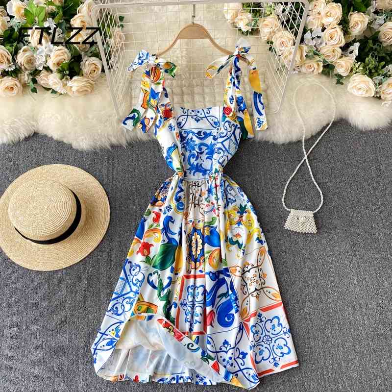 

Women Luxurious Party Dress Vintage Summer Geometric Print Midi Dresses Woman Bandage Slim Boho Long Robe Vestidos 210602, Blue