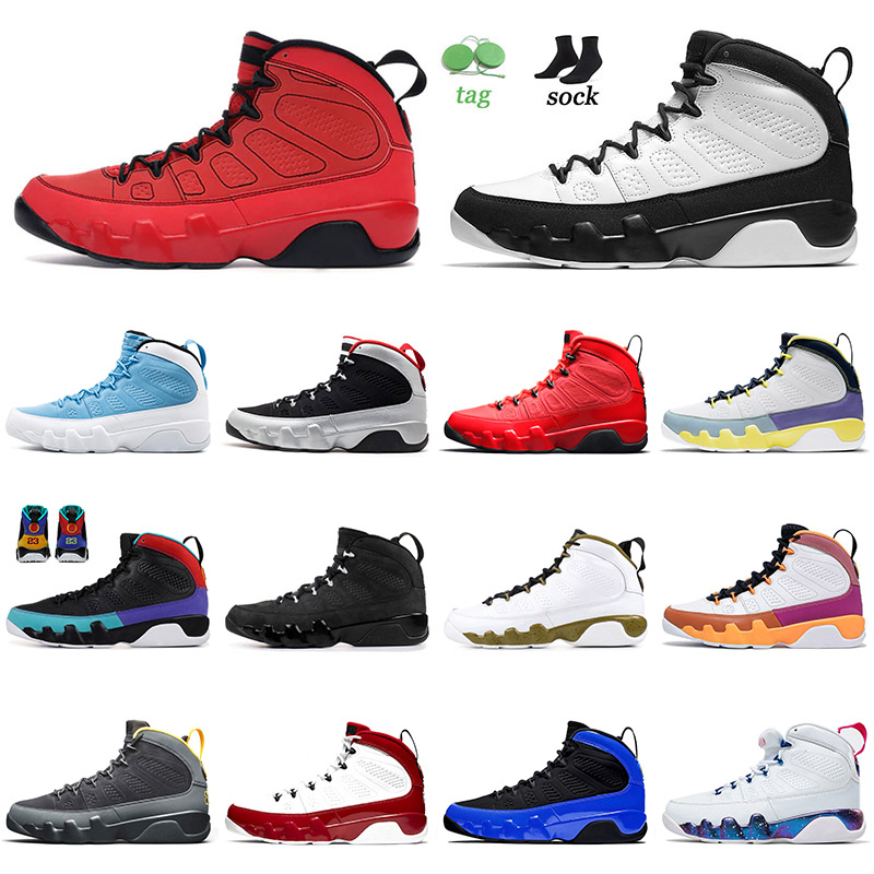 

2021 Top Jumpman 9 9s IX Basketball Shoes Motorboat Jones University Blue Gym Red Change The World Mens Women Space Jam Trainers Sneakers 36-47, C6 racer blue