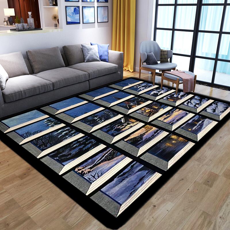

Carpets Natural Scenery 3D Carpet For Home Living Room Bedroom Bedside Anti-slip In The Bathroom Large Rug Washable Floor Doormat