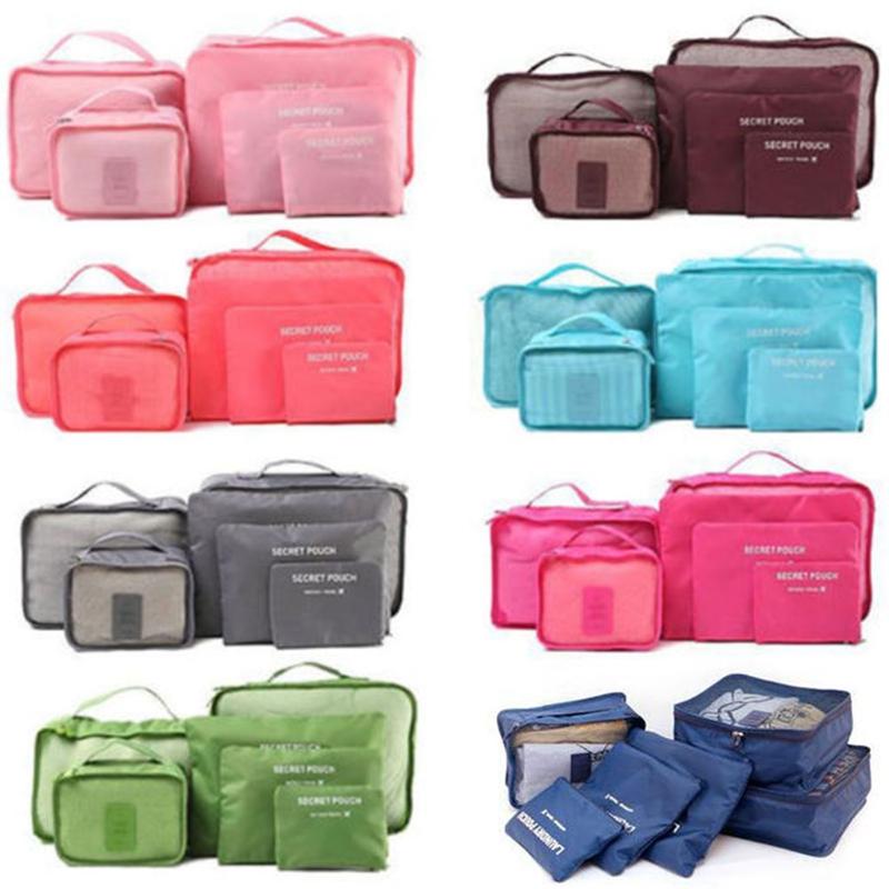 Duffel Bags 6Pcs Waterproof Travel Luggage Organizer Clothes Storage Pouch Packing Case-image-698738220