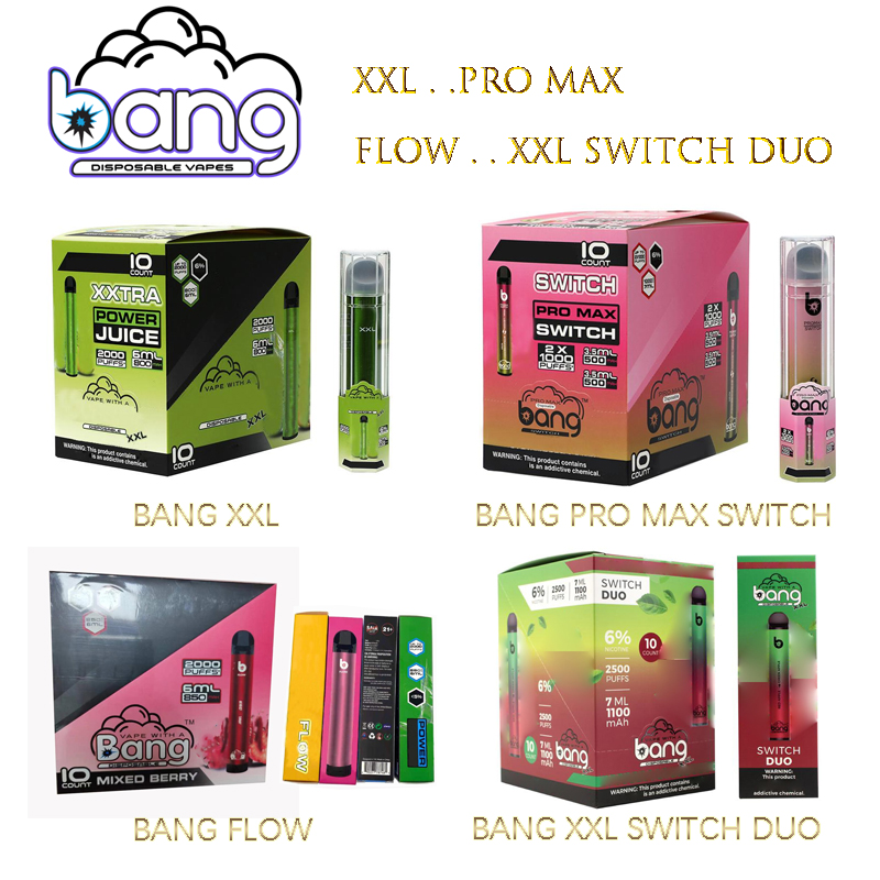 

Bang Pro Max Switch XXL DUO Disposable Electronic Cigarettes 2 IN 1 Device 8ml Pods 1100mah 2000 2500 Puffs Vape Pen