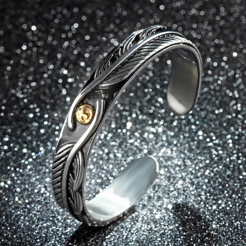 

Bangle European And American Neutral Retro Stainless Steel Bracelet Feather Eagle Opening Gift