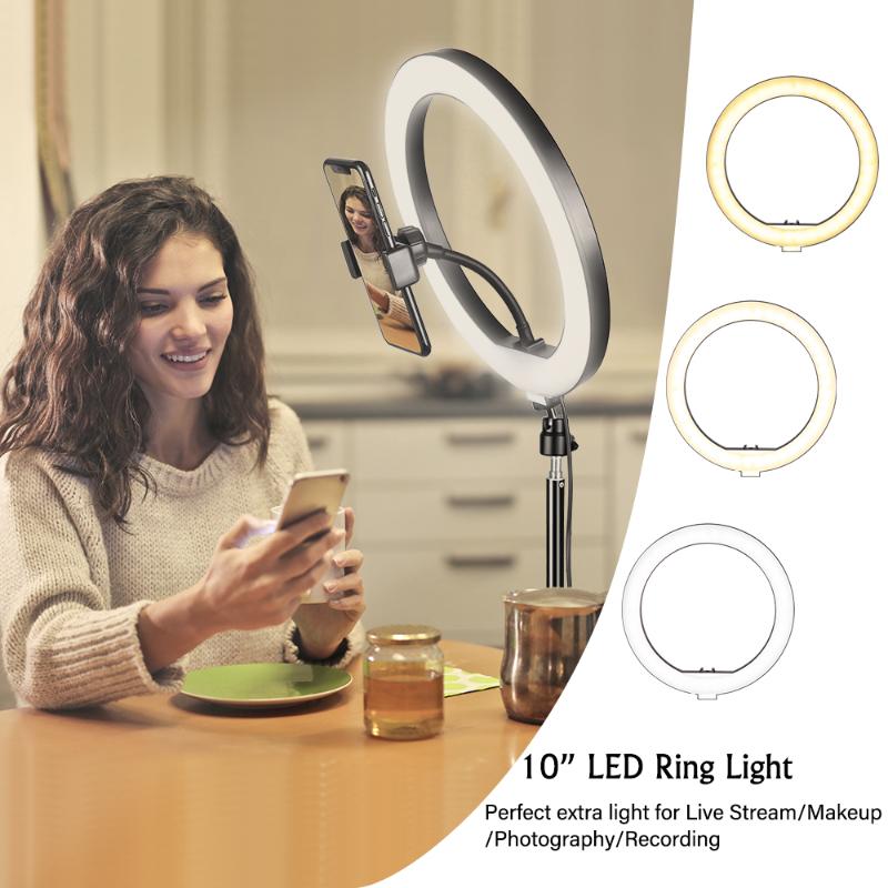

26cm Po LED Ring Light Pography Lighting Selfie Lamp USB Dimmable With Tripod For Youtube Makeup Video Live Studio Panel Lights