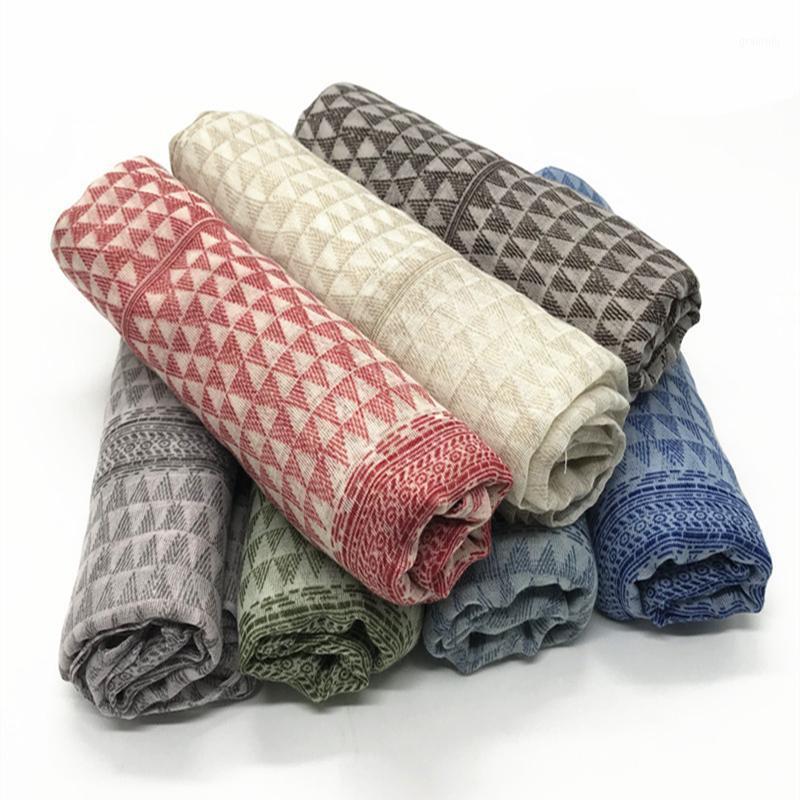 

Scarves Summer Voile Scarf Geometric Pattern Shawl Vintage Muslim Hijabs, Blue;gray