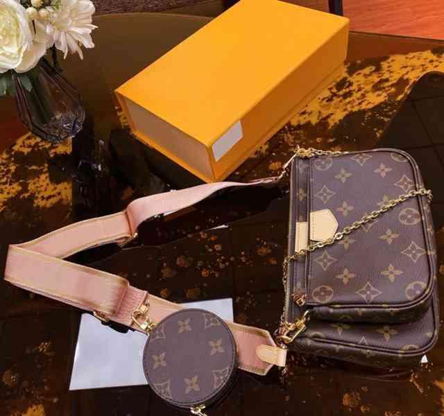 

3 Piece Set Luxurys Designers Bags Women Crossbody Bag Genuine Leather Luxury Handbags Purses Designer Lady Tote 77 LVLOUISVITTON VUTTON, Pink