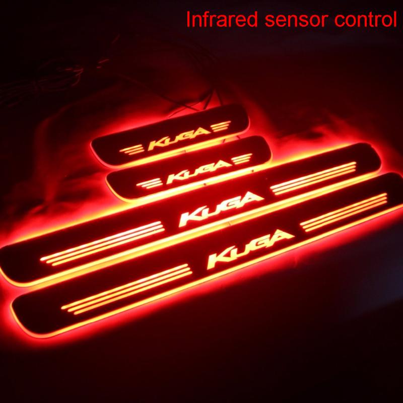 

Infrared Sensor Control Led Door Sill Plate Strip Welcome Light Threshold Guard Protectors For Kuga Interior&External Lights