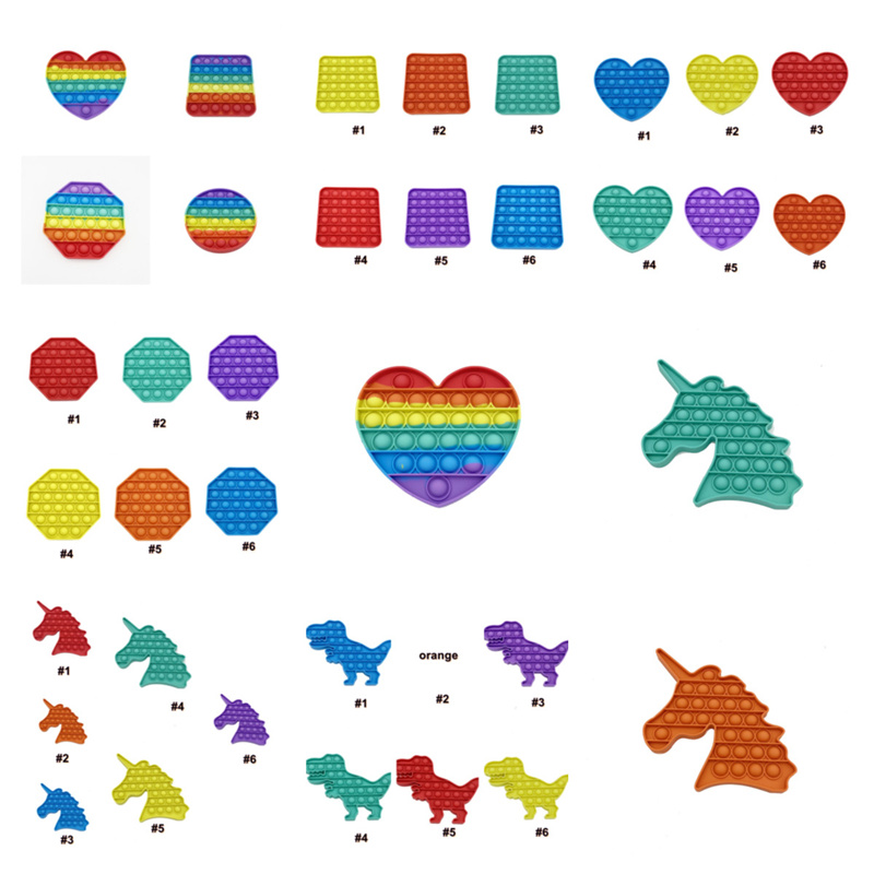 

Rainbow Unicorn Dinosaur push Pop bubble poppers board Fidget Sensory Toys Push Bubbles Squeeze Finger Fun Game Anxiety Stress Reliever Autism G32502