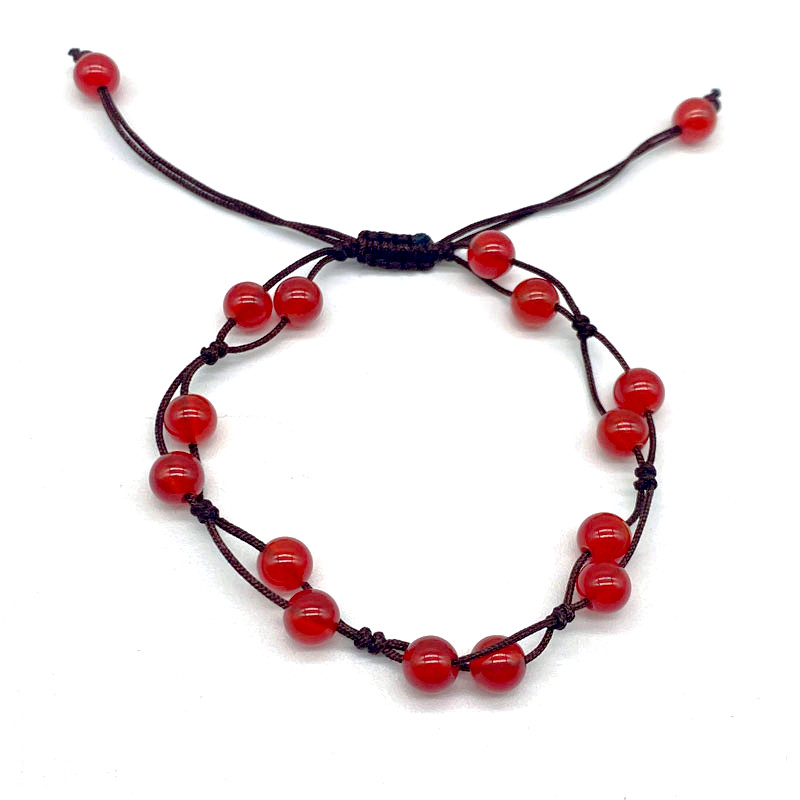 

6mm Red Natural Stone Handmade Rope Braided Beaded Lucky Charm Bracelets Party Club Birthday Jewelry For Women Men Lover