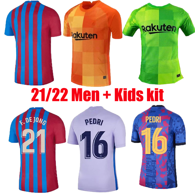 

10 MESSI 21 22 Barcel MEMPHIS KUN AGUERO Soccer Jerseys Camiseta De Futbol 2021 2022 ANSU FATI GRIEZMANN F.DE JONG PEDRI DEMBELE Football Shirt Men top Kids Kits, Third with patch 2