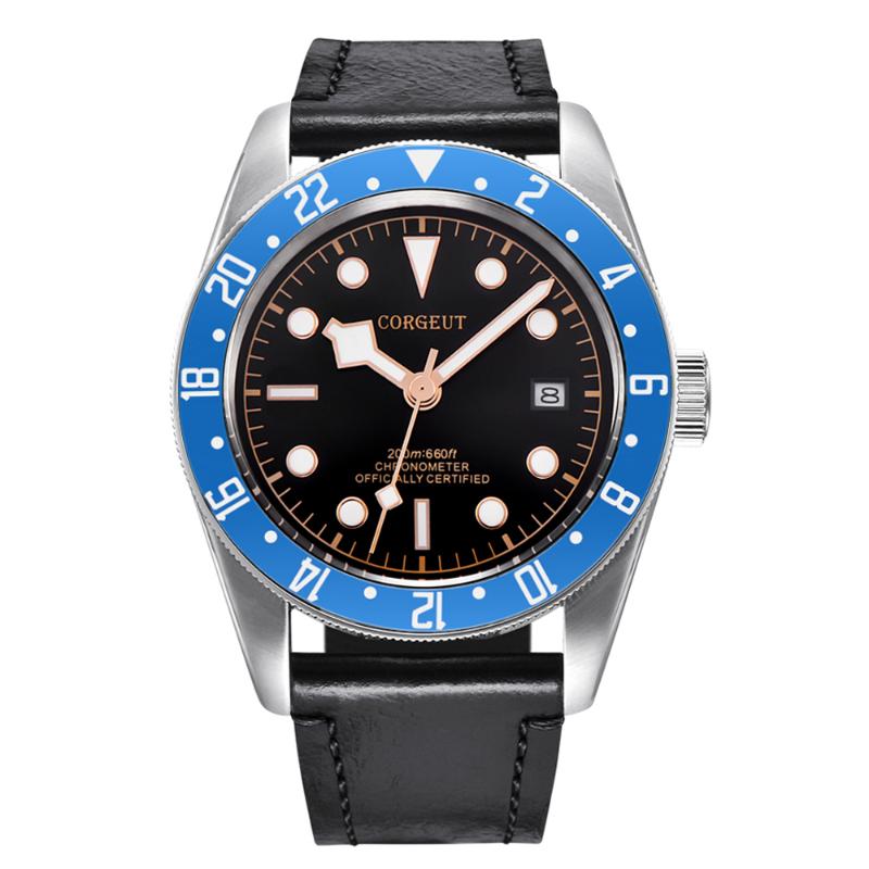 

Wristwatches 41MM Mens Luxury Sport Sapphire Glass Sterile Gold Dial PVD Mechanical Watch Miyota Automatic Movement Blue Spin Bezel