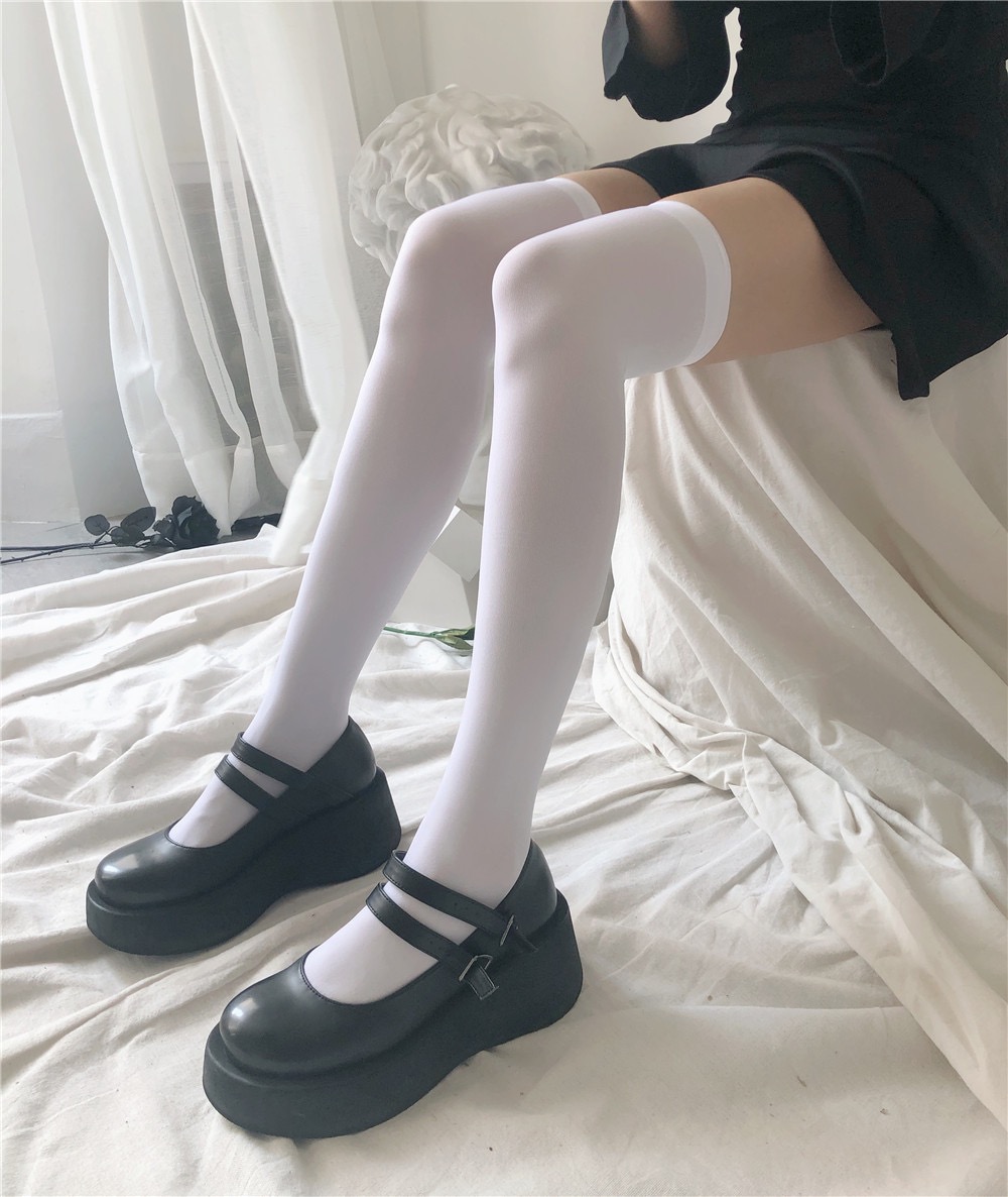 

luxury Sock Designer Trend Women Hose White velvet calf summer stockings female black thin section long jk uniform half Japanese middle tube socks, Velvet white 42cm