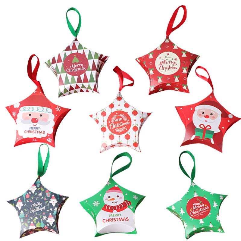 

Gift Wrap 1 Set 8 Pcs Christmas Paper Boxes Star Shape Candy (Red Green)