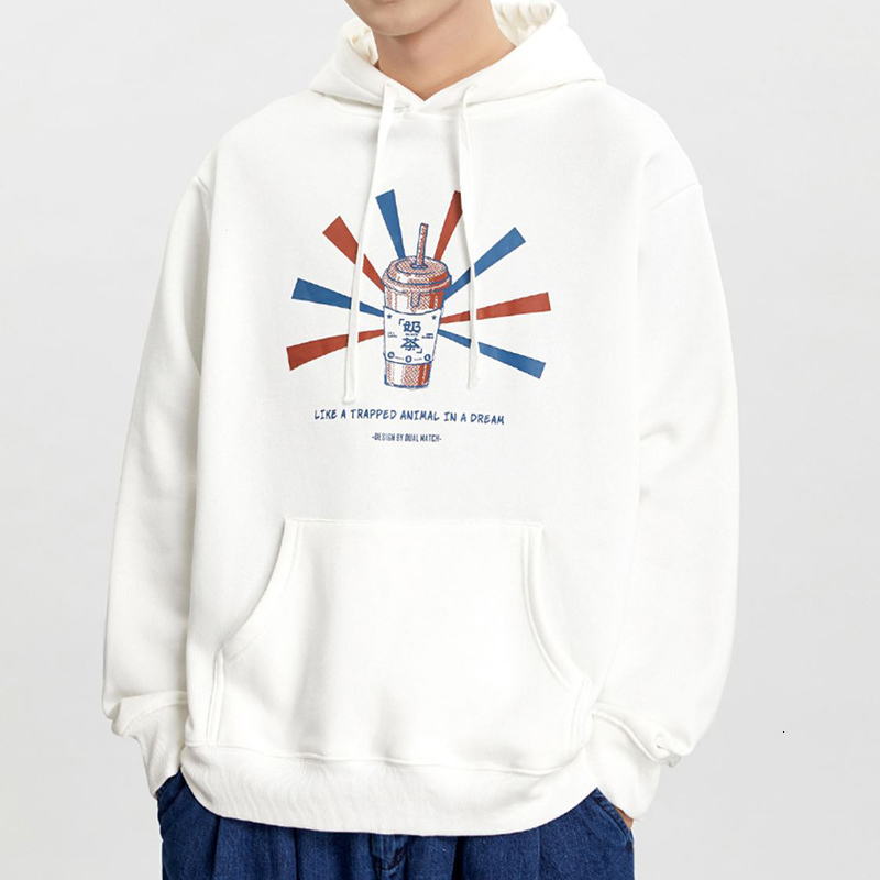 

men's hoodies & sweatshirts hoodies male hip hop streetwear japanese milk tea printing sweatshirt with cotton hoodie zn7g, Black